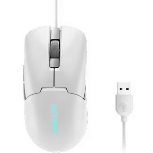 Mouse gaming Lenovo Legion M300s, Iluminare RGB, 8k DPI, Sensor Pixart, Glacier White