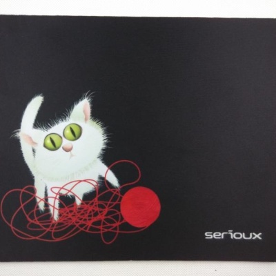 Mouse pad Serioux, model Cat and ball of yarn, MSP01, suprafata textila, baza cauciucata, 250*200*3mm