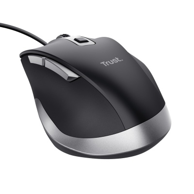 Mouse Trust Fyda cu fir, optic, interfata USB 2.0 rezolutie maxima 5000 DPI, 6 butoane, negru - Img 3