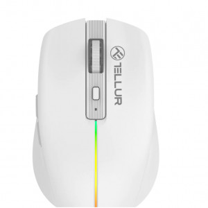 Mouse wireless Tellur Silent Click, interfata USB, rezolutie 1600 DPI, 6 butoane, alb