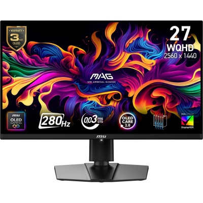 MSI MAG 271QP QD-OLED X28. Display diagonal: 67.3 cm (26.5"), Display resolution: 2560 x 1440 pixels, HD type: Wide Quad HD, Display technology: QD-OLED, Display surface: Matt, Response time: 0.03 ms, Native aspect ratio: 16:9, Viewing angle,