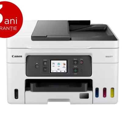 Multifunctional inkjet color Canon Maxify GX4040, ( Print, Copy,Scan,Fax, Cloud), dimensiune A4 , duplex printare si scanare, ADF 35 coli, viteza 18 Ipm alb-negru, 13 Ipm color, rezolutie 600X1200 dpi, alimentare hartie 250 +100 coli, Scanner CIS,
