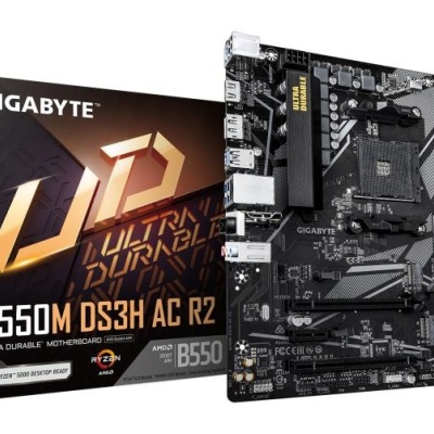 Placa de Baza GIGABYTE B550M DS3H AC R2 AM4, 4x DDR4, 1x DP 1x HDMI, 1x PCIE 4.0 x16 1x PCIE 3.0 x16 1x PCIE 3.0 x1, 2x M.2, 4x SATA 6GB/s, mATX - Img 2