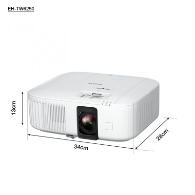 Proiector Epson EH-TW6250, 3LCD, 2.800 lumeni, 4k PRO UHD, 16:9, 35.000:1, lampa 4.500 ore/ 7.500 ore ecomode, corectie ± 30, zoom 1.62, dimensiune maxima imagine 500", USB 2.0 Type B (Service Only), Wireless LAN IEEE 802.11a/b/g/n/ac, Jack plug out,