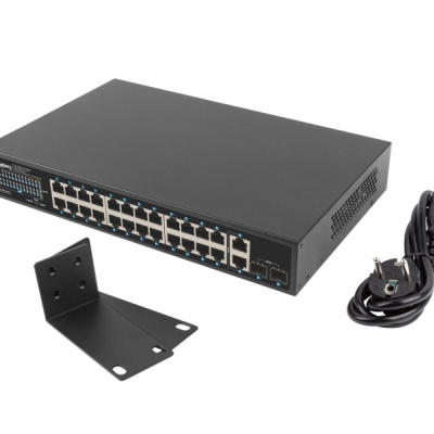 Switch 24x 1 Gb PoE+ / 2x Gb / 2x SFP, rack 19", Gigabit Ethernet, 250W
