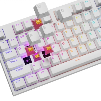 Tastatura gaming mecanica cu fir Genesis Thor 404, iluminare RGB, 107 taste, 11 butoane multimedia, alb - Img 8