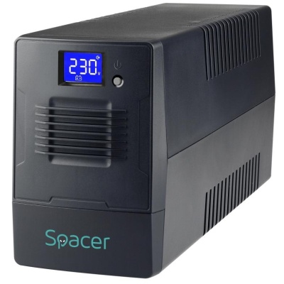 UPS Spacer Line Int. cu management, LCD, 1500VA/ 900W, AVR, 4 x socket Schuko, display LCD, 2 x baterie 12V/9Ah, conector USB, combo RJ11/RJ45