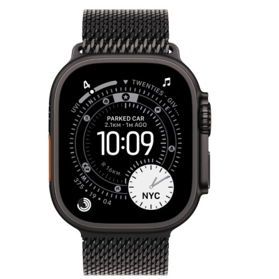 Apple Watch Ultra 3 GPS + Cellular 49mm Black Titanium Case with Black Titanium Milanese Loop - Small