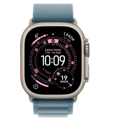 Apple Watch Ultra 3 GPS + Cellular 49mm Natural Titanium Case with Light Blue Alpine Loop - Small