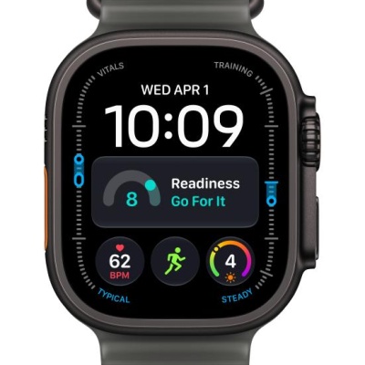 Apple Watch Ultra 4 GPS + Cellular 49mm Black Titanium Case with Translucent Black Ocean Band
