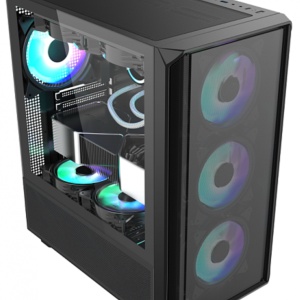 Carcasa gaming Serioux Vanguard, tip middle tower, capac superior cu filtru magnetic de praf, panoul lateral: sticla securizata, sasiu: SPCC 0.5T, USB2.0x2+HD Audio, USB 3.0 x1, porturi rezervate pentru ventilator:, față: 3 x ventilatoare fix de - Img 2