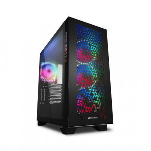 Carcasa SHARKOON ELITE SHARK CA300H, NO PSU, EXPANSION SLOTS 8, 2x TEMPERED GLASS, ventilatoare fata 3x 120 mm, spate 1x 120 mm, ATX