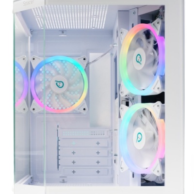 Carcasa Spacer Aquarium, mATX, fara sursa, sticla securizata, USB 3.0 x 1, USB Type-C x 1, HD-Audio, Jack 3.5mm x 1, white - Img 2