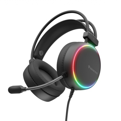 Casti gaming cu fir Genesis Neon 613 G2, sunet stereo, microfon, impendanta 32 Ohm, frecventa raspuns 20 - 20.000 Hz, lungime cablu 220 cm, iluminare RGB, frecventa raspuns microfon 10 Hz - 10 KHz, sensibilitate -42dB, conectivitate 1x Jack 3.5 mm TRRS, - Img 2