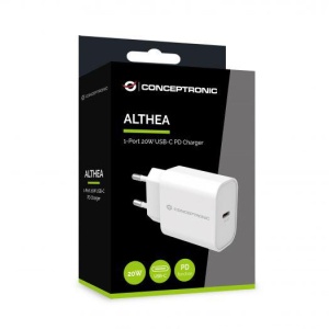 CONCEPTRONIC ALTHEA07W 1-Port 20W USB-C PD Charger, 40.2 x 43.5 x 26 mm