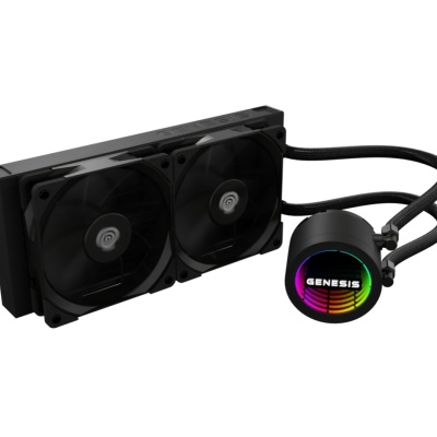 Cooler Procesor GENESIS HYDRIA 240 NEGRU, dimensiune radiator 276x120x27mm, 2 ventilatoare ARGB, Viteza ventilatoare: 500-1550 RPM, Airflow ventilatoare: 80 CFM, Suport AMD: AM4/AM5, suport INTEL: LGA 1151/1156/1150/1200/1700/1851 - Img 2