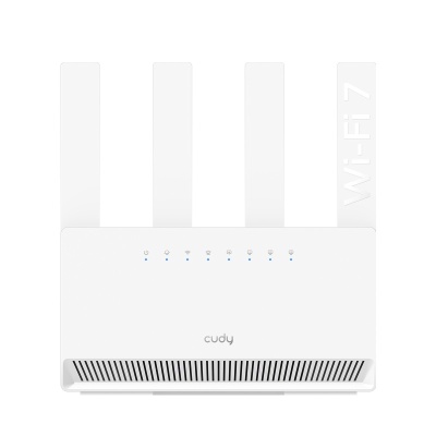 CUDY Router BE3600 Gigabit Dual Band Wi-Fi 7, Chipset Broadcom, standard 802.11be/ax/ac/a/b/g/n, 2882Mbps la 5GHz + 688Mbps la 2.4GHz, 4 x porturi 10/100/1000Mbps, 4 x 5dBi antene fixe, WiFi router/AP/ Repeater/WISP Mode, PPTP/L2TP/OpenVPN/WireGuard,