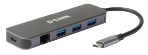 D-Link DUB-2334 5-in-1 USB-C Hub with Gigabit Ethernet and power delivery, 1* USB-C connector, 1* Gigabit Ethernet, 3* USB Type- APort (USB 3.0), 1* USB-C powerdelivery. - Img 2