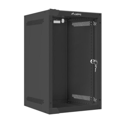Dulap rack 10" perete 9U / 280x310 (flat pack) cu ușă din sticlă, negru