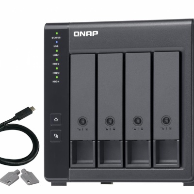 Extensie USB QNAP TR-004 4-Bay, 2.5/3.5 SATA 3Gbps HDD (compatibile cu SATA 6Gbs/, 3Gb/s, neincluse), 1xUSB3.0 (type-c), tower, PSU adaptor 65W, garantie 2 ani
