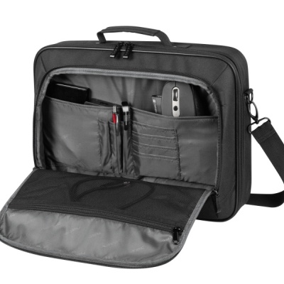 Geanta laptop Natec Boxer Lite, compatibilitate dimensiune laptop 15.6"-16", 2 compartimente, material Polyester 600D, negru
