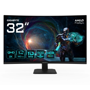 Gigabyte Monitor gaming 31.5" GS32QCA, Non-glare, Rezolutie: 2560 x 1440 (QHD), Luminozitate: 250 cd/m2 (TYP), Contrast: 3500:1, Unghi vizualizare: 178°(H)/178°(V), Culori: 1.07B, Timp raspuns: 1ms, Refresh rate: 180Hz, HDR Ready, Flicker-free,