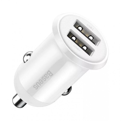 Incarcator auto Baseus Grain Pro, 2 x USB Output 5V/4.8A total ambele porturi, pt. bricheta auto, alb - Img 4