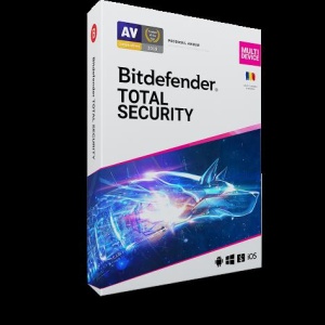 Licenta retail Bitdefender Total Security - protectie anti-malwarecompleta pentru Windows, macOS, iOS si Android, valabilapentru 1 an, 5 dispozitive, new