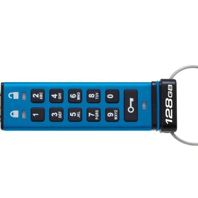 Memorie USB Kingston IronKey Keypad 200 128GB, USB 3.2, Albastru - Img 2