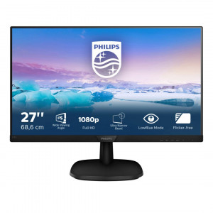 Monitor 27" PHILIPS 273V7QJAB, FHD 1920*1080, IPS, 16:9, 75 hz, WLED, 4ms, 250 cd/m2, 178/178, 10M:1/ 1000:1, Flicker-free, Low blue mode ,Anti-Glare, 3H, Haze 25%, HDMI, VGA, DP, PC audio-in, Headphone out,boxe 2*2W, VESA 100x100, Kensington lock,