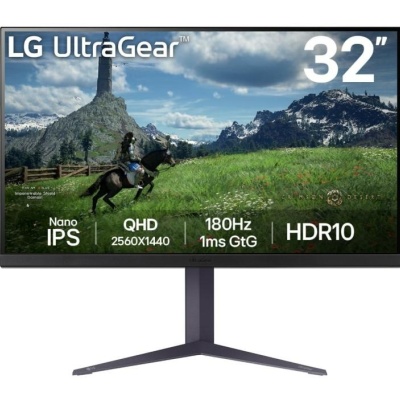 Monitor LG 31.5" 32GS85Q-B.AEU, Diagonal (inch): 31.5, Diagonal (cm): 80, Aspect ratio: 16:9, Panel: IPS, Resolution: 2560x1440, Refresh Rate: 180Hz, Response time GtG: 1ms, Brightness (max): 350 cd/m², Contrast (static) : 1000:1, Viewing angle: