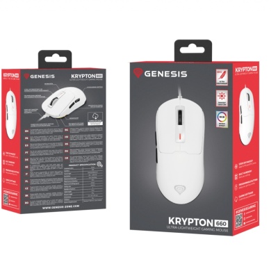 Mouse gaming cu fir Gensesis Krypton 660, interfata USB, 12000 DPI, 6 butoane, iluminare RGB, alb - Img 14
