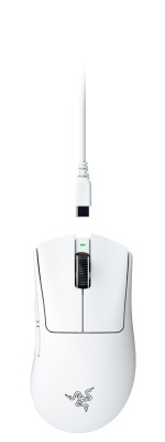 Mouse gaming Razer DeathAdder V4 Pro, rezolutie maxima 45000 DPI, senzor Focus Pro 45K Optical Sensor Gen-2, switch Optical Mouse Switches Gen-4,autonomie pana la 1500 ore, alb
