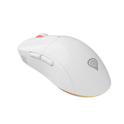 Mouse gaming wireless Gensesis Zircon XIII, senzor optic Pixart PAW3395, interfata USB, rezolutie maxima 26000 DPI, numar butoane 7, switch mecanic Huano Silent, Kailh 4.0, Kailh 8.0, iluminare RGB, alb