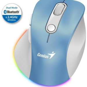 Mouse Genius, Ergo 9000S, PC sau NB, wireless, BT+2.4GHz, optic, 2400 dpi, butoane/scroll 6/1, albastru