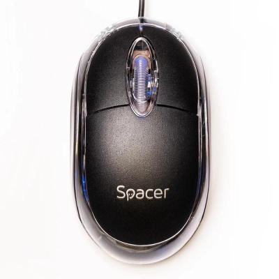MOUSE Spacer, PC sau NB, cu fir, USB, optic, 800 dpi, butoane/scroll 3/1, negru, SPMO-080 - Img 5