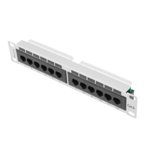 Patch panel 12 porturi 1U 10" Cat.6 UTP gri