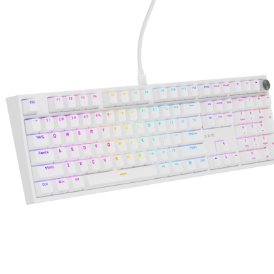 Tastatura gaming mecanica cu fir Genesis Thor 404, iluminare RGB, 107 taste, 11 butoane multimedia, alb - Img 5
