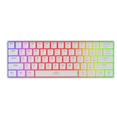 Tastatura gaming mecanica wireless Genesis Thor 660 G2 60% , iluminare RGB, switch Tactile, switch model Gateron Brown, numar taste 61, 13 butoane multimedia, lungime cablu 1.5m, dimensiuni 293 x 102 x 39 mm, alb - Img 2