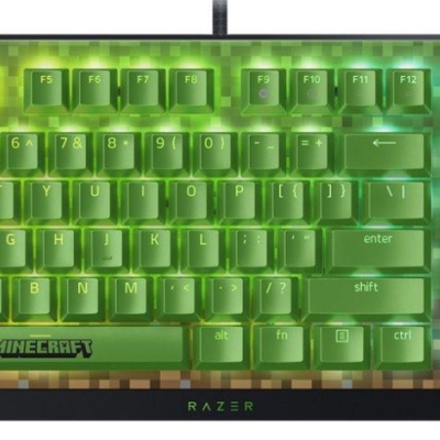 Tastatura mecanica gaming BlackWidow V4 X (Green Switch) - Minecraft Edition , layout US, taste ABS, layout US, cu 6 butoane customizabile, negru