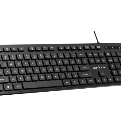 Tastatura Serioux cu fir, interfata USB, 104 taste, material ABS, US Layout, lungime cablu 1.5m PVC, dimensiuni 429*128*20mm; 416g, negru - Img 4