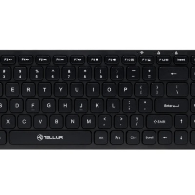 Tastatura wireless Tellur mini, numar taste 84, dimensiune 430 x 123 x 15 mm,negru