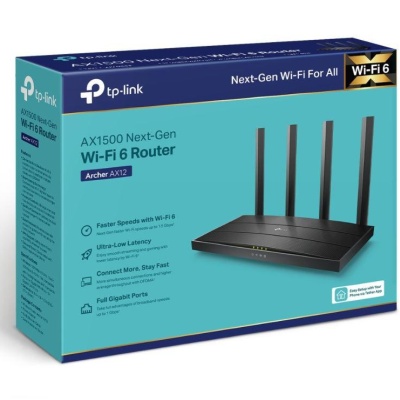 TP-LINK Wireless Router AX1500 WI-FI6, DUAL-BAND, ARCHER AX12; Standarde wireless: IEEE 802.11ax/ac/n/a 5 GHz, IEEE 802.11n/b/g 2.4 GHz, viteze wireless: 5 GHz: 1201 Mbps (802.11ax) 2.4 GHz: 300 Mbps (802.11n), 4 x antene fixe, mod router, mod access - Img 4