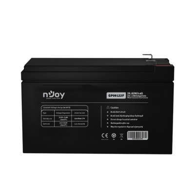 ACUMULATOR NJOY GP09122F 12V Tip VRLA AGM Terminale F2 Durata teoretica de viata in mod asteptare pana la 5 ani Cycle Use 14.4V-15.0V (-30mV/C), max. Current: 2.7A Float Use 13.5-13.8V (-20 mV/C) https://www.njoy.global/product/gp09122f?el=resources - Img 3