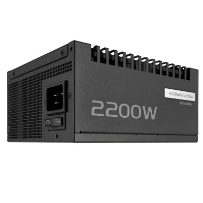 ASUS Pro WS 2200W Platinum. Total power: 2200 W, AC input voltage: 200 - 240 V, Power Factor Correction (PFC) type: Active. Motherboard power connector: 20+4 pin ATX, Motherboard power cable length: 61 cm, SATA power cable length: 120,400 mm. Purpose:
