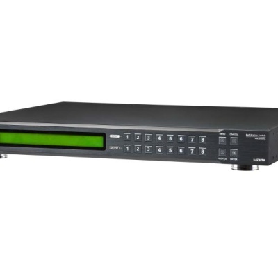 ATEN VM5808H-AT-G. Tipul de produs: Comutator matrice scalare, Rata de transfer de date: 6,75 Gbit/s, Tact maxim pixel: 225 MHz. Culoare carcasă externă: Negru, Material carcasă: Metal. Consum de energie (tipic): 56,5 W, Tensiune AC intrare: 100 - 240 V,