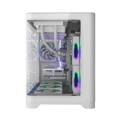 Carcasa 1stPLAYER® Gaming UV6-wh, Micro-ATX, 6 ventilatoare aRGB, telecomanda, alb - Img 3