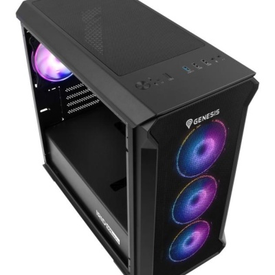 Carcasa GENESIS IRID 503 V2 Mini Tower ARGB NEGRU, Tempered Glass, Sloturi Expansiune 5, Drive Bays: 2x3.5" 3x2.5", Ventilatoare Suportate: 6 (spate: 1x120mm, fata: 3x120mm sau 2x140mm, sus: 2x120mm sau 2x140mm), Ventilatoare Incluse: 4 (4x120mm), Format - Img 4