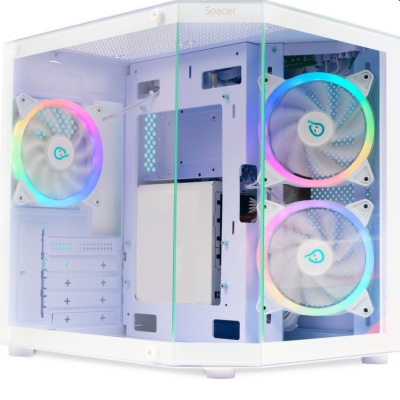 Carcasa Spacer Aquarium, mATX, ARGB, white