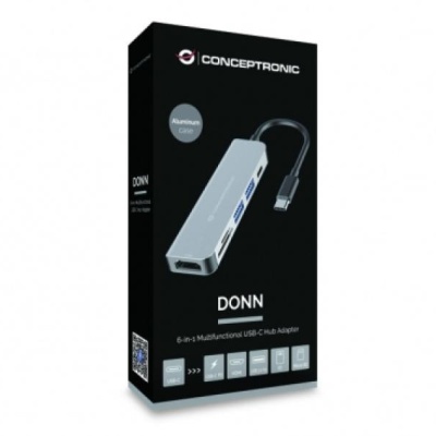 CONCEPTRONIC DONN02G 6-in-1 USB 3.2 Gen 1 Docking Station, USB 3.0 x 2, 60W USB PD, HDTV, SD, TF/MicroSD, 35.8 x 120 x 15 mm - Img 9